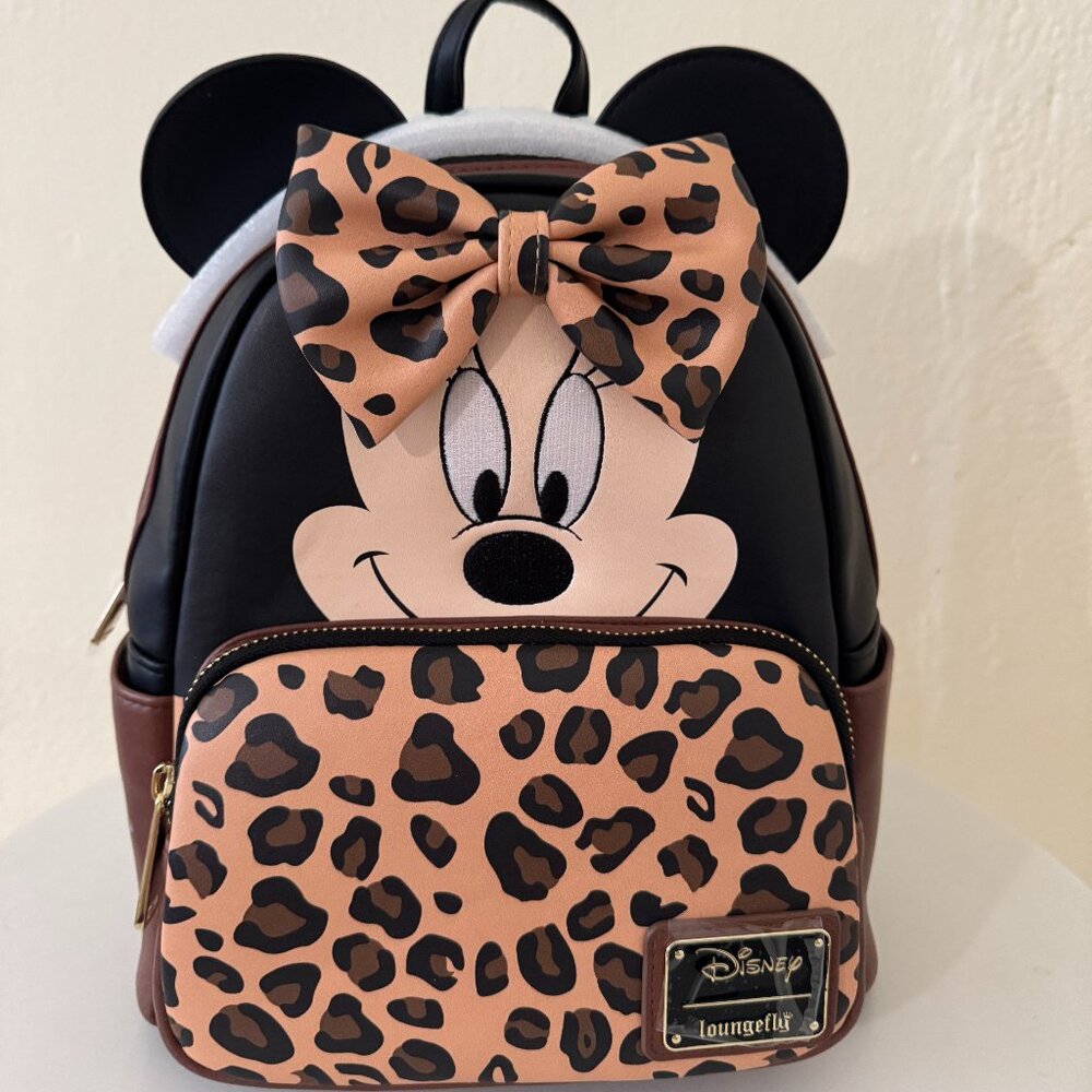 Loungefly Exclusive Disney Minnie Mouse Leopard Print Double Strap Shoulder Bag